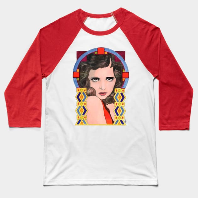 Deco Girl #1 Baseball T-Shirt by Indigenous Bert